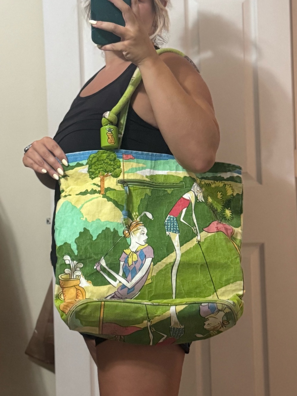 Vintage Anne Ormsby Tapestry Tote Bag Golf Themed
